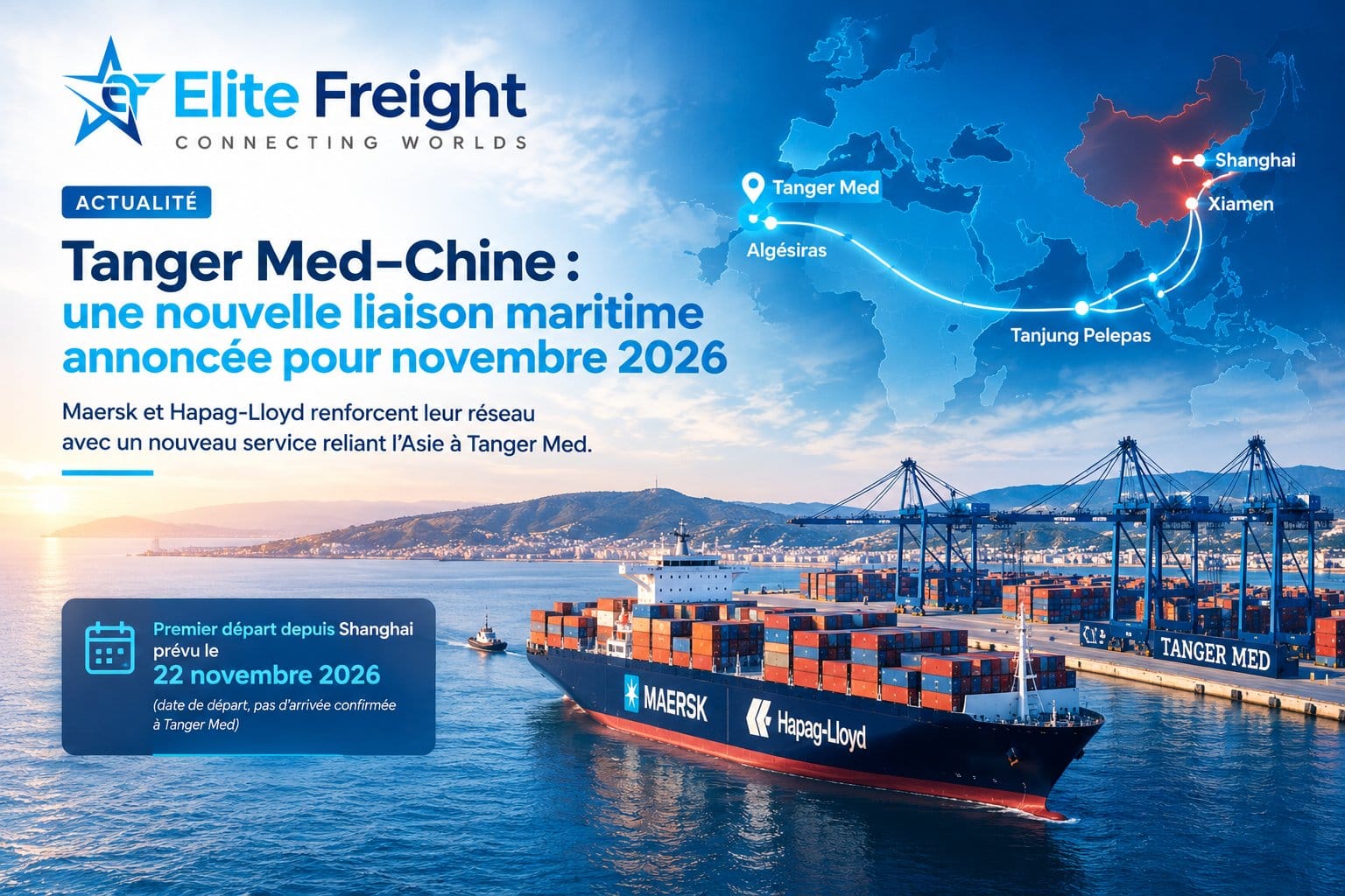 Tanger Med–Chine : une nouvelle liaison maritime annoncée pour novembre 2026